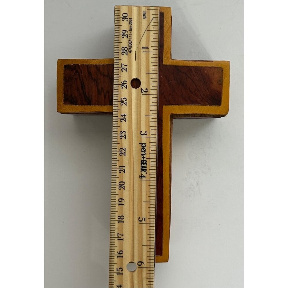 Handcrafted Wooden Cross Puzzle Box Hidden Compartment Keepsake Jewels Religious - Picture 10 of 12